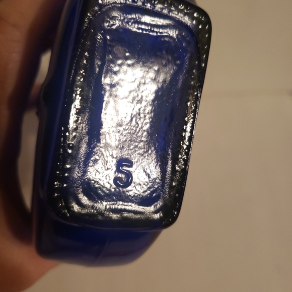 Vintage Cobalt Blue Glass Bottle Violin Shaped 8" Tall Decanter Fiddle, #5 - Picture 4 of 4